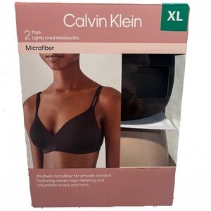 Calvin Klein Microfiber Wireless Bra 2-Pack - Black and Cream